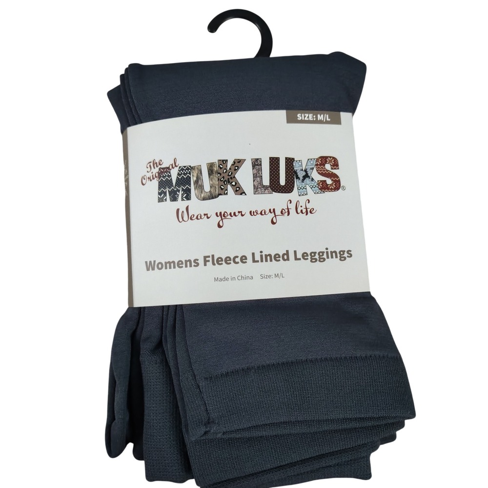 NWT MUK LUKS Womens M/L Fleece Lined Leggings Gorpcore Cozy Winter